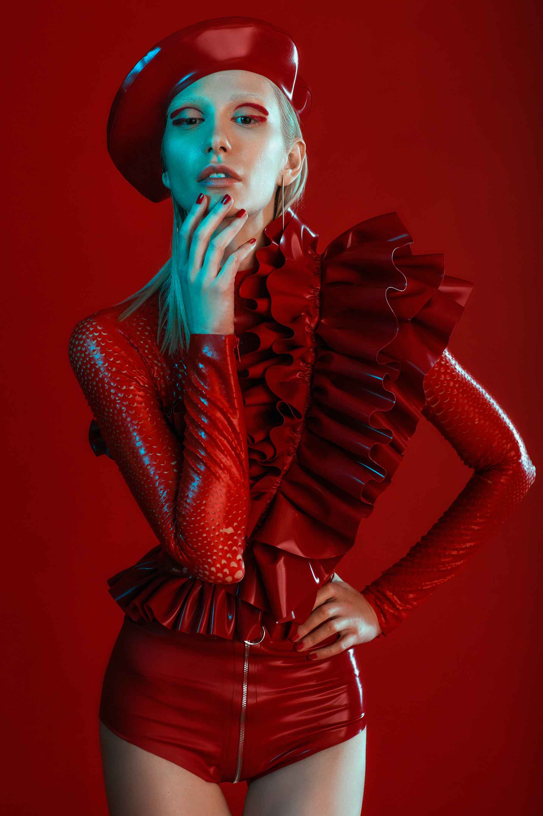 Cherry Blossom Latex Beret READY TO SHIP - Image 7